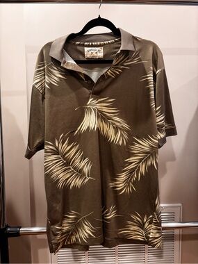 BAMBOO Olive and Cream Palm-Print Polo